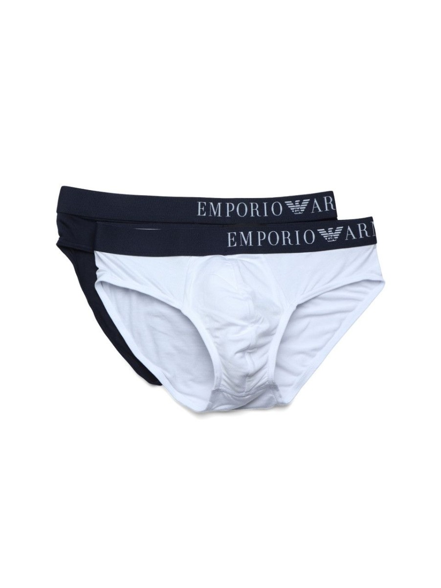 Uomo EMPORIO ARMANI | Il Set Comprende Due Paia Di Slip In Viscosa Stretch Blu