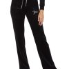 Donna JUICY COUTURE | Pantalone Sportivo In Velluto Delraycon Coulisse In Strass Nero