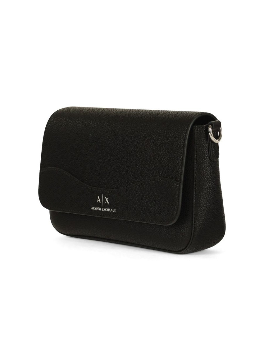 Donna ARMANI EXCHANGE | Borsa A Tracolla Effetto Martellato Con Logo Impresso Nero