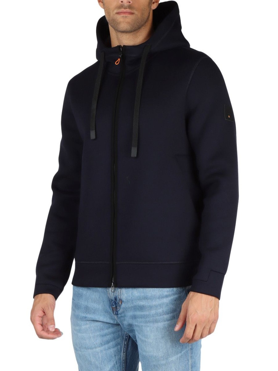 Uomo COLMAR | Felpa In Neoprene Con Zip Balabac Blu Scuro