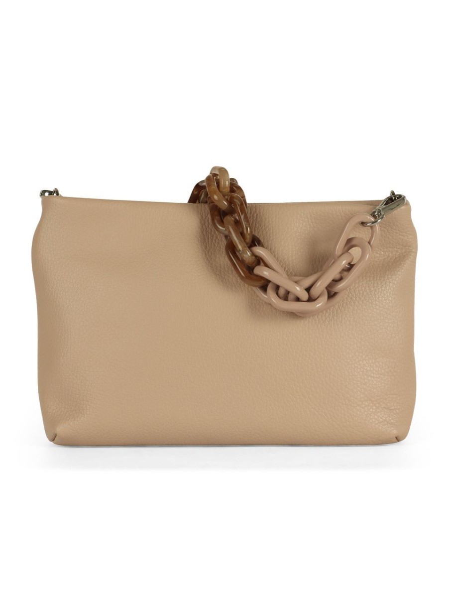 Donna GIANNI CHIARINI | Pochette In Pelle Grana Dollaro Brenda Rosa Chiaro