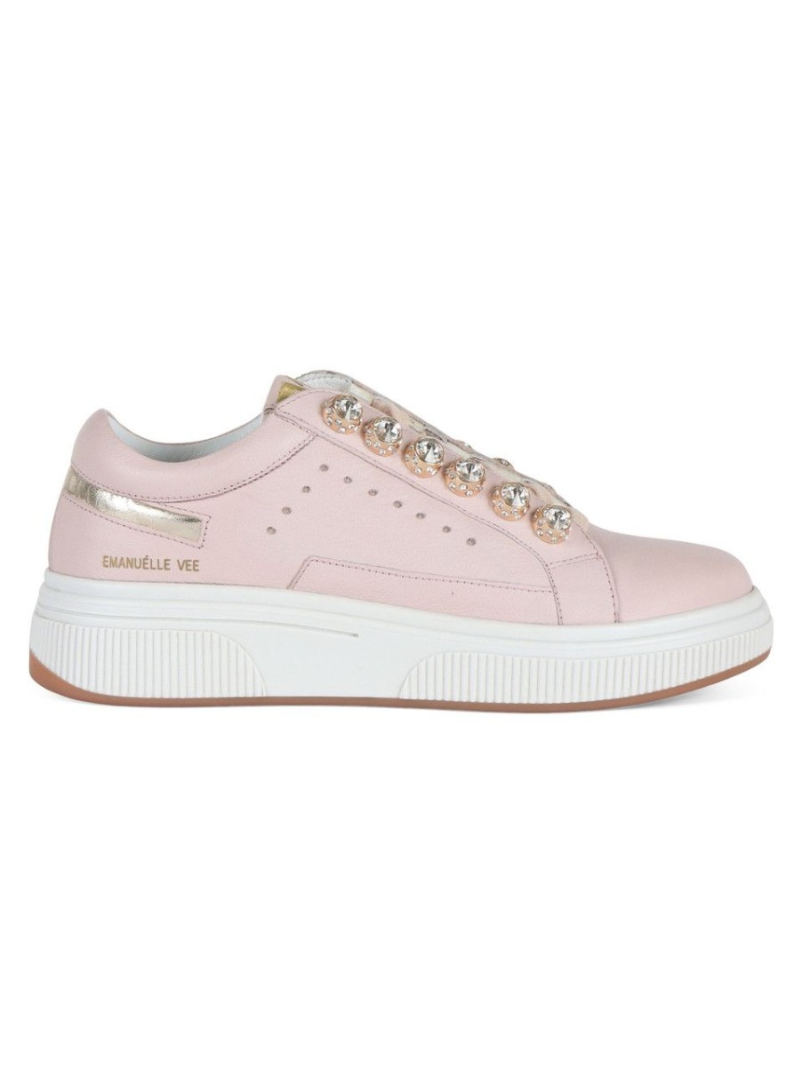 Donna EMANUELLE VEE | Sneakers In Pelle July Strass Rosa