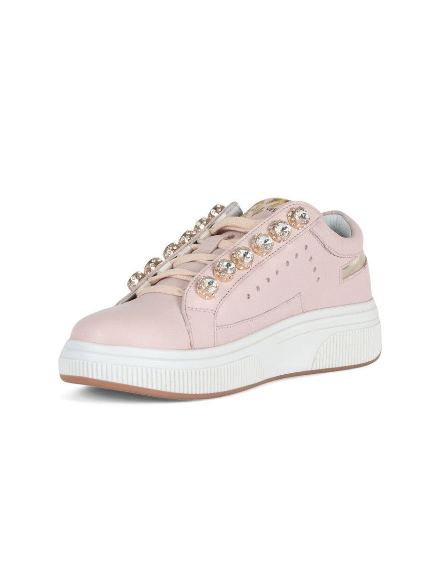 Donna EMANUELLE VEE | Sneakers In Pelle July Strass Rosa