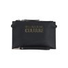 Donna VERSACE JEANS COUTURE | Pochette Effetto Saffiano Con Scritta Logo Frontale Nero