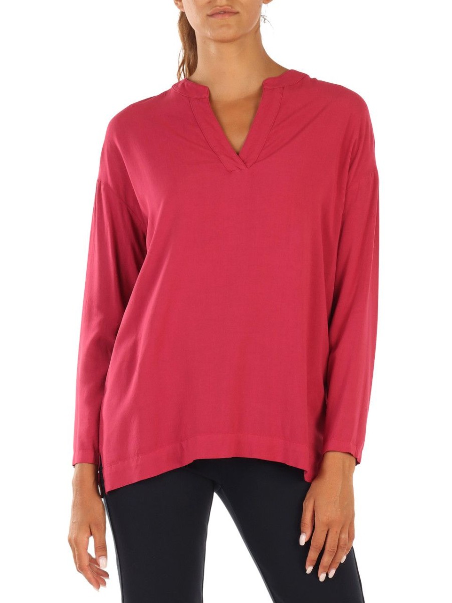 Donna ALESSIA SANTI | Blusa In Viscosa Con Collo A V Fucsia