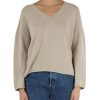 Donna REPLAY | Maglia Collo A V In Misto Cotone Beige