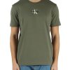 Uomo CALVIN KLEIN JEANS | T-Shirt In Cotone Con Ricamo Logo Frontale Verde Militare