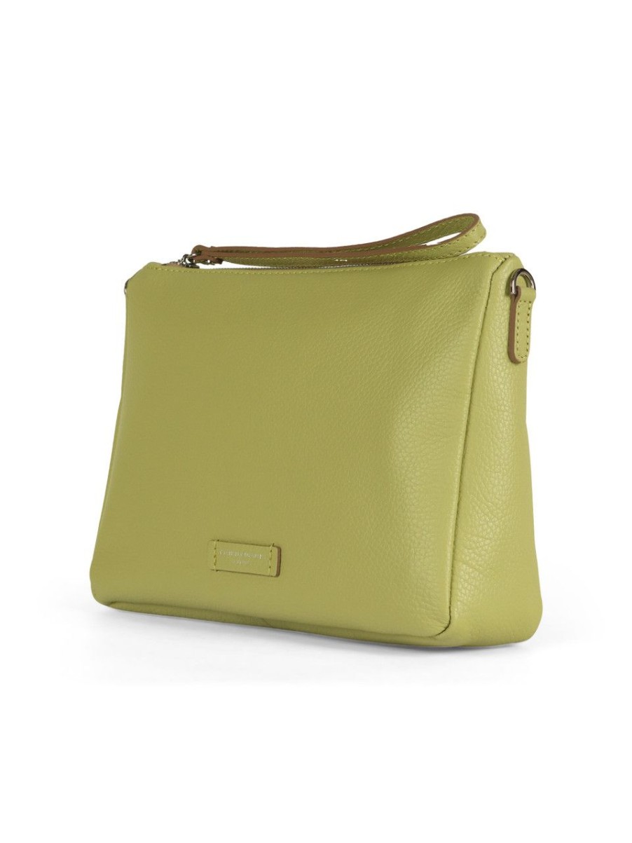 Donna GIANNI CHIARINI | Borsa Nora Pouch In Pelle Martellata Verde Chiaro