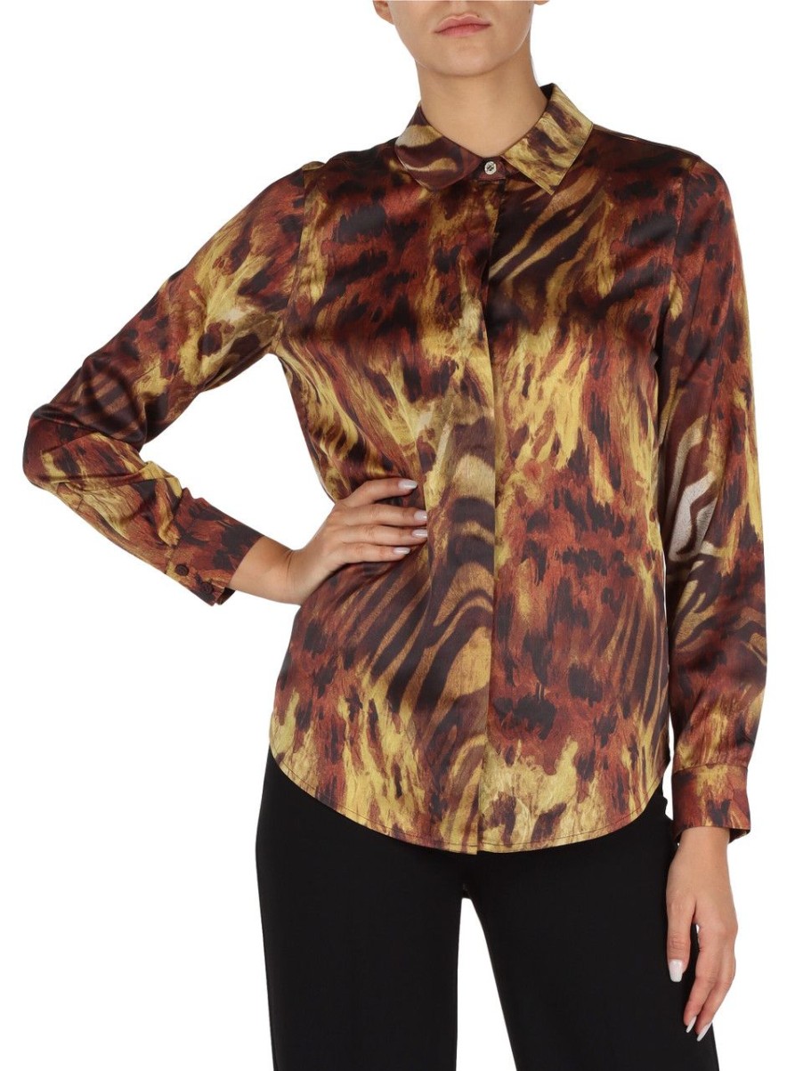 Donna MARCIANO GUESS | Camicia Satinata Con Stampa All Over Animalier