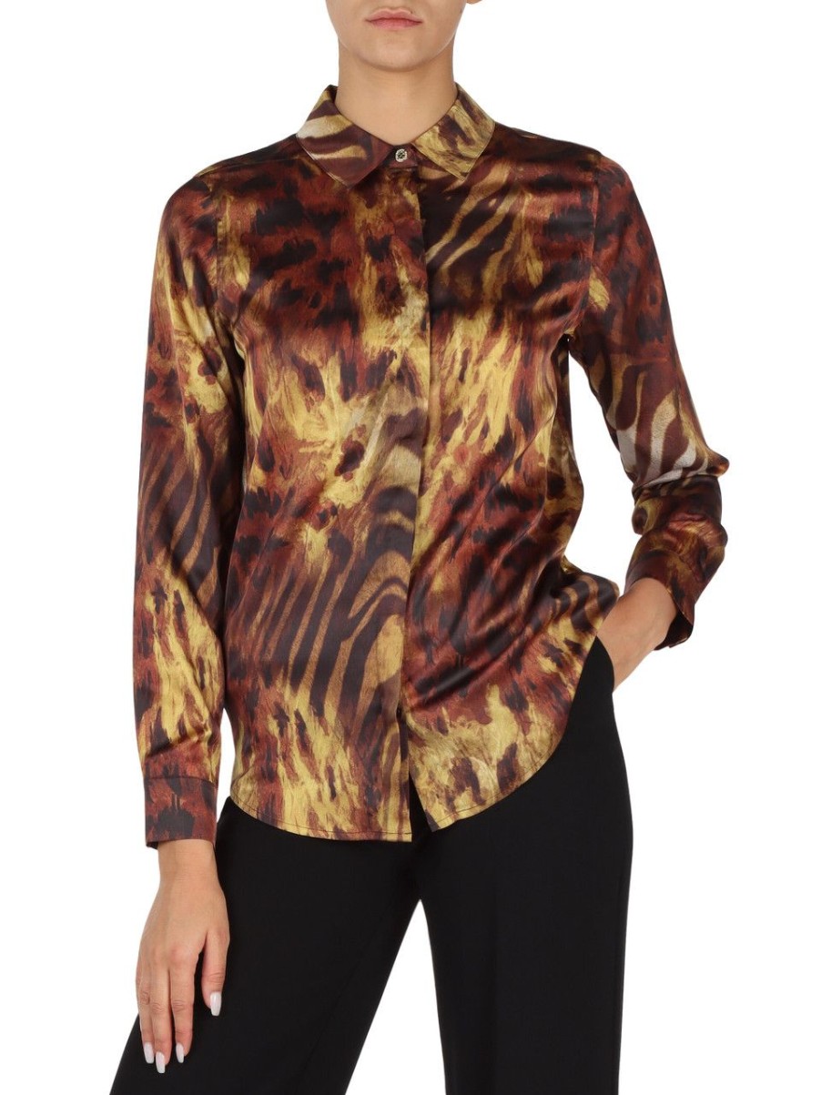 Donna MARCIANO GUESS | Camicia Satinata Con Stampa All Over Animalier