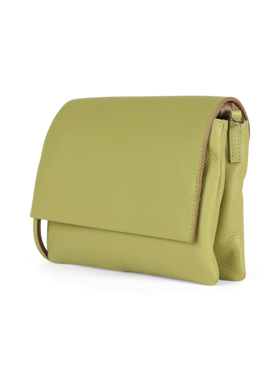 Donna GIANNI CHIARINI | Borsa A Tracolla Three In Pelle Grana Dollaro Verde Chiaro