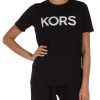 Donna MICHAEL MICHAEL KORS | T-Shirt In Cotone Organico Con Scritta Logo Frontale Nero