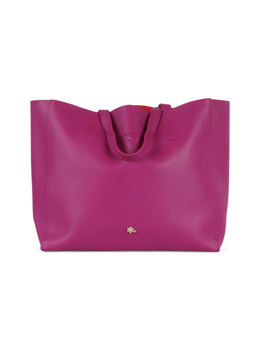 Donna FEZ | Borsa Shopping Effetto Martellato Con Maxi Pochette Interna Viola