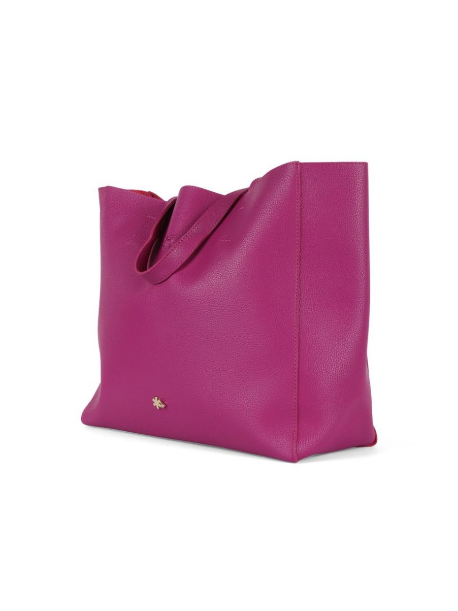 Donna FEZ | Borsa Shopping Effetto Martellato Con Maxi Pochette Interna Viola