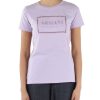 Donna ARMANI EXCHANGE | T-Shirt In Cotone Con Ricami A Giorno Viola Chiaro