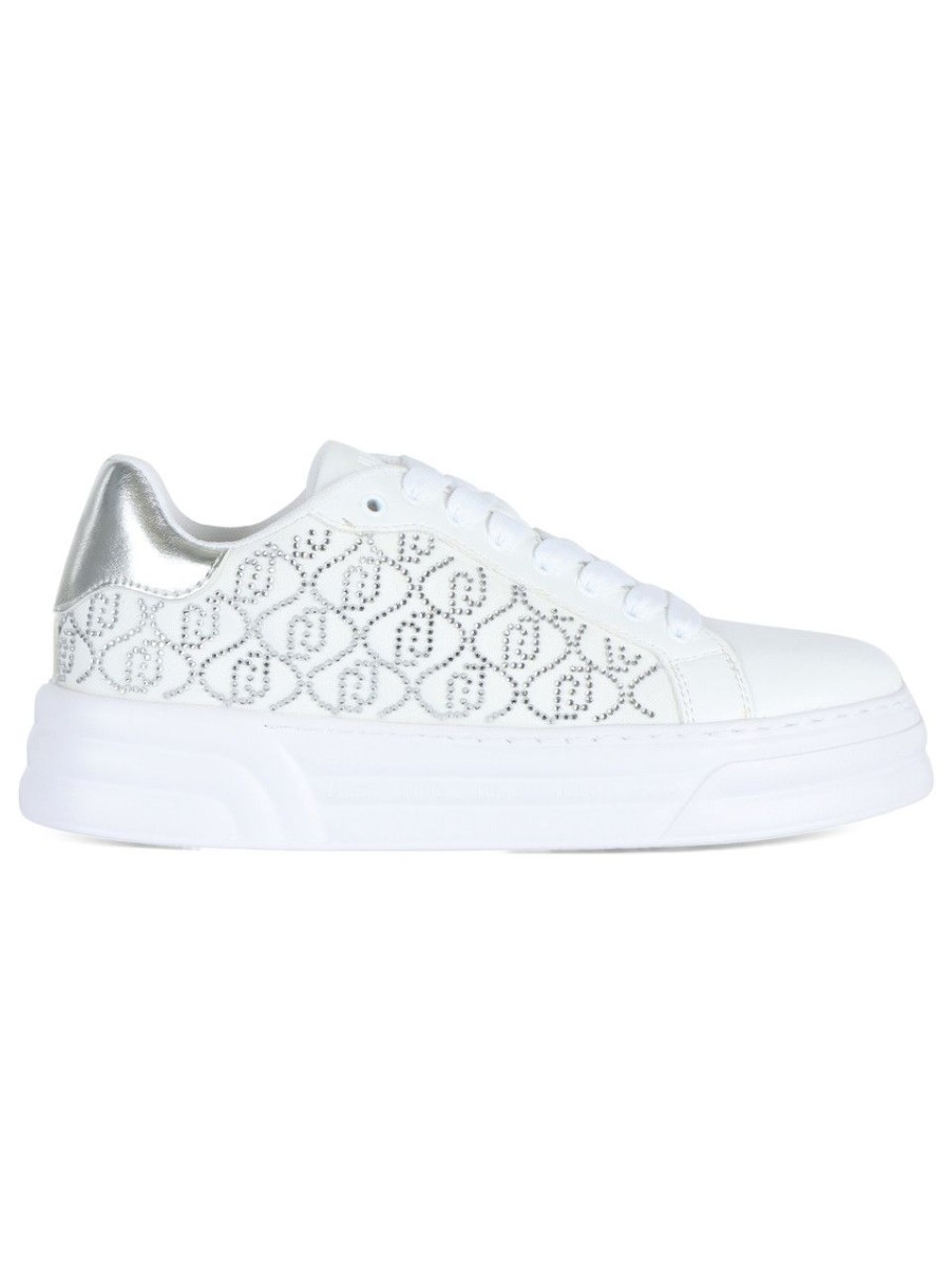 Donna LIU JO | Sneakers Cleo 12 Con Motivo Logo In Strass Bianco