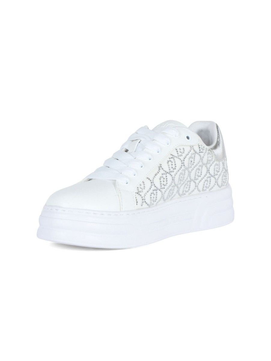 Donna LIU JO | Sneakers Cleo 12 Con Motivo Logo In Strass Bianco