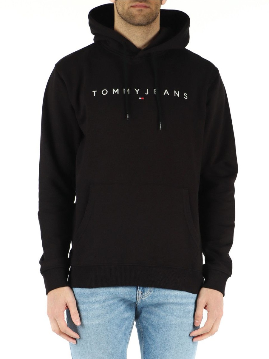 Uomo TOMMY JEANS | Felpa Con Cappuccio In Misto Cotone Nero