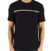 Uomo TOMMY HILFIGER | T-Shirt Regular Fit In Cotone Con Stampa Logo Frontale Blu Scuro