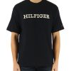 Uomo TOMMY HILFIGER | T-Shirt Archive Fit In Cotone Con Scritta Logo Blu Scuro