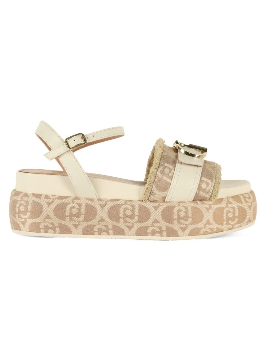 Donna LIU JO | Sandali Platform Sommer 04 Con Logo All Over Beige