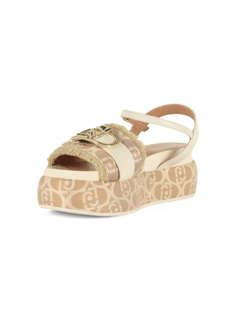 Donna LIU JO | Sandali Platform Sommer 04 Con Logo All Over Beige