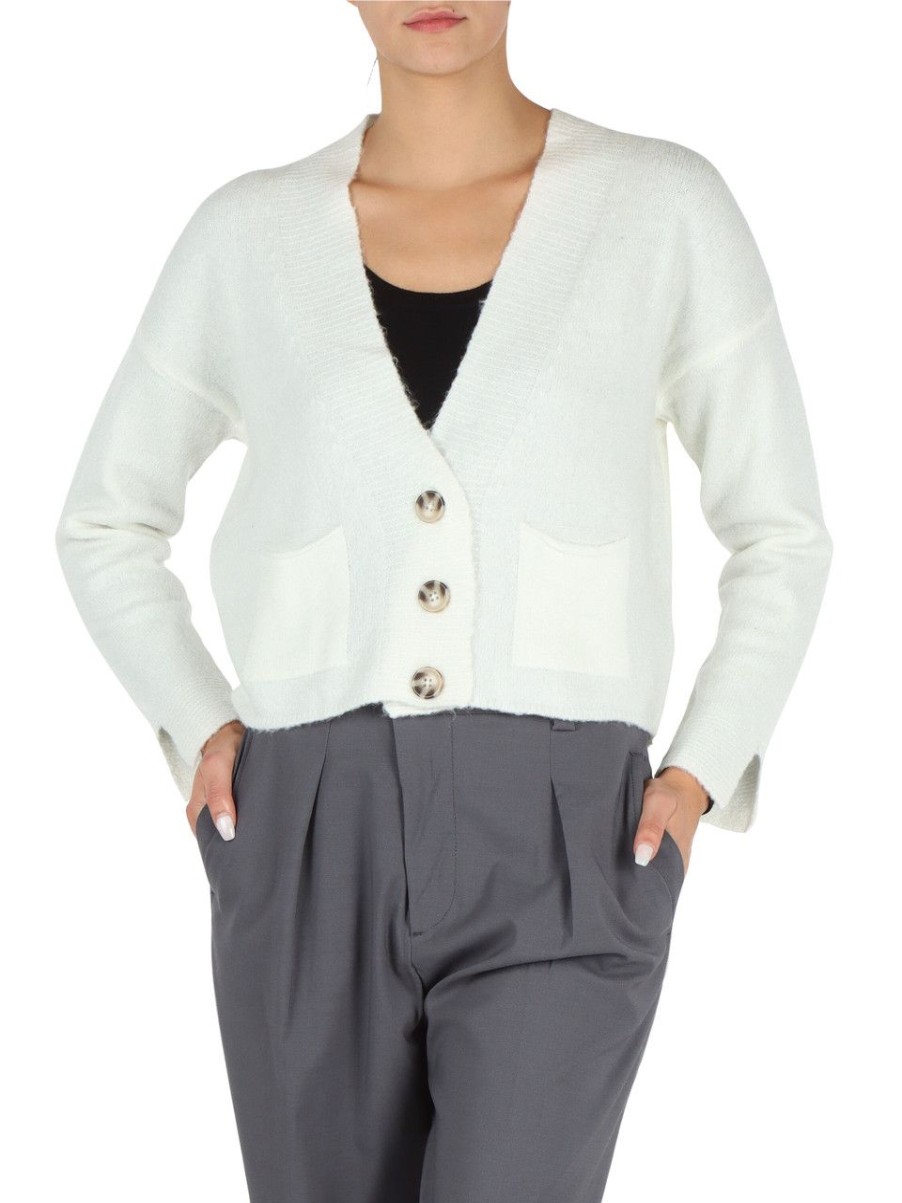 Donna MARKUP | Cardigan Con Tasche Frontali Panna