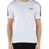 Uomo EA7 | T-Shirt In Cotone Con Inserti Stampa Logo Bianco