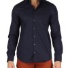 Uomo CALVIN KLEIN | Camicia Slim Fit Stretch Collar In Cotone Blu Scuro