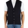 Uomo ALPHA STUDIO | Gilet Slim Fit In Lana Merino Extrafine Blu Scuro