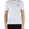 Uomo EA7 | T-Shirt In Cotone Con Stampa Logo Gommata Bianco