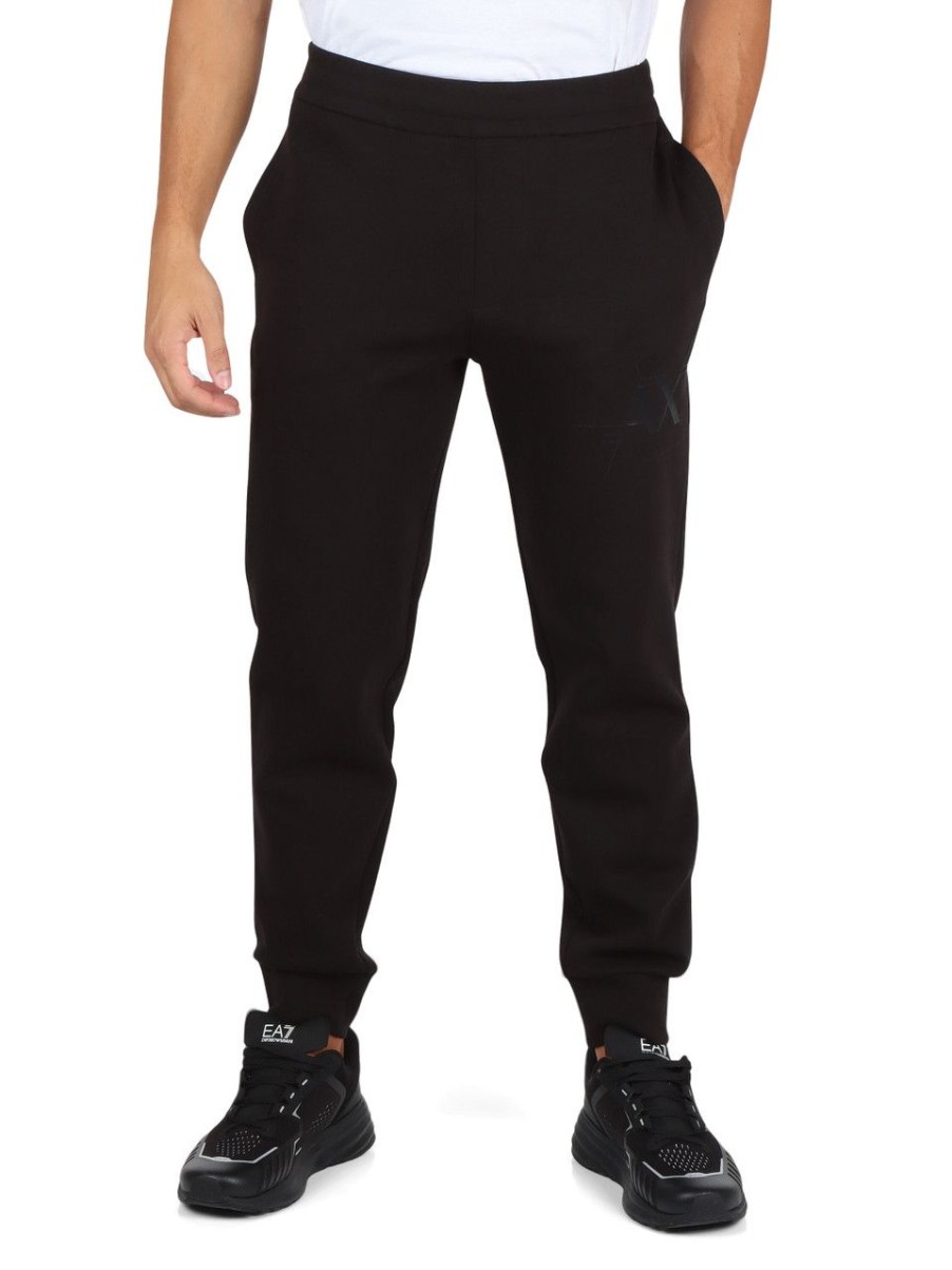 Uomo ARMANI EXCHANGE | Pantalone Sportivo In Misto Cotone Con Stampa Logo Nero