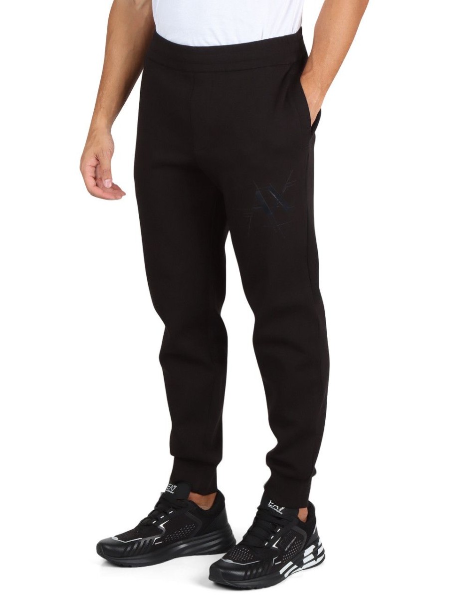 Uomo ARMANI EXCHANGE | Pantalone Sportivo In Misto Cotone Con Stampa Logo Nero