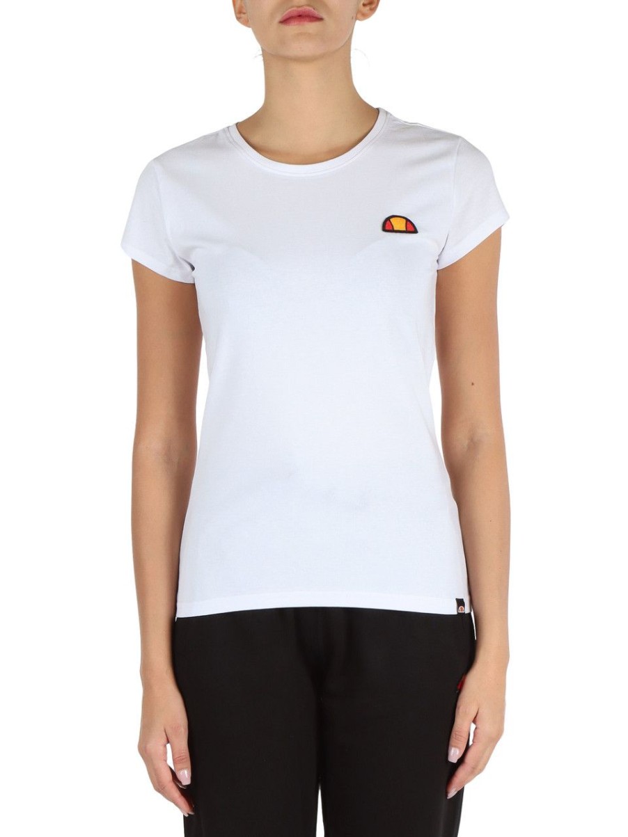 Donna ELLESSE | T-Shirt In Cotone Stretch Con Patch Logo Bianco