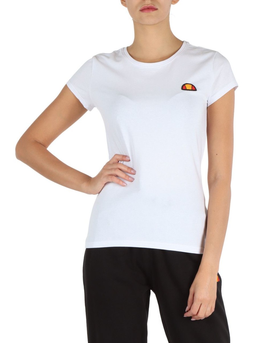 Donna ELLESSE | T-Shirt In Cotone Stretch Con Patch Logo Bianco