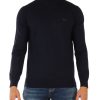 Uomo LACOSTE | Maglia Collo Alto Regular Fit In Lana Blu Scuro