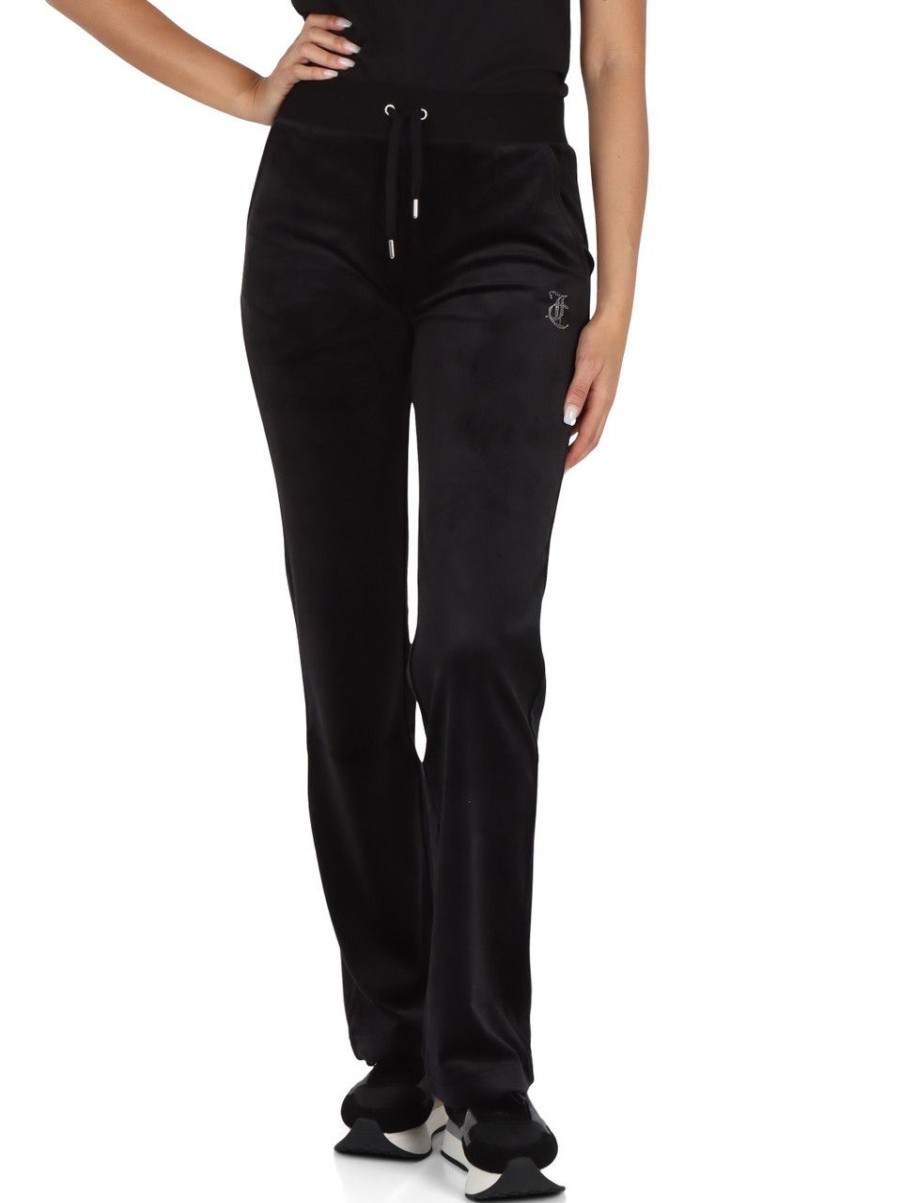 Donna JUICY COUTURE | Pantalone Sportivo In Velluto Del Ray Nero