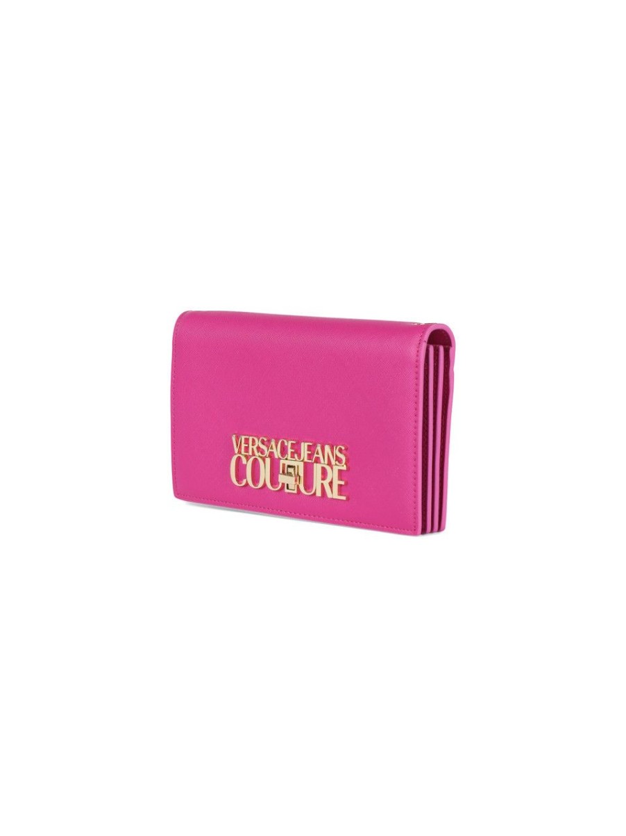 Donna VERSACE JEANS COUTURE | Borsa Portafoglio A Tracolla Con Placca Logo Fucsia