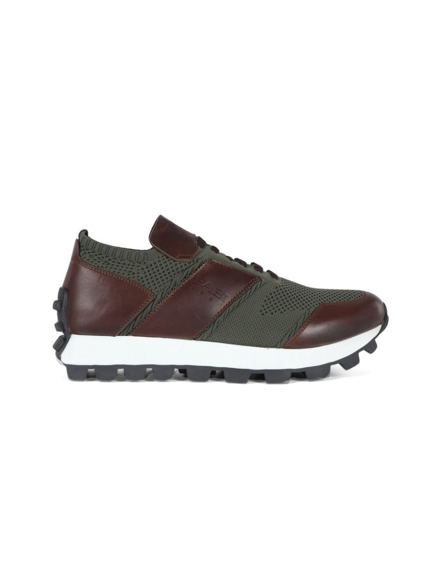 Uomo FABI | Sneakers Slip On In Pelle E Tessuto Verde