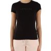 Donna ARMANI EXCHANGE | T-Shirt In Cotone Stretch Con Scritta Logo Gommata Nero