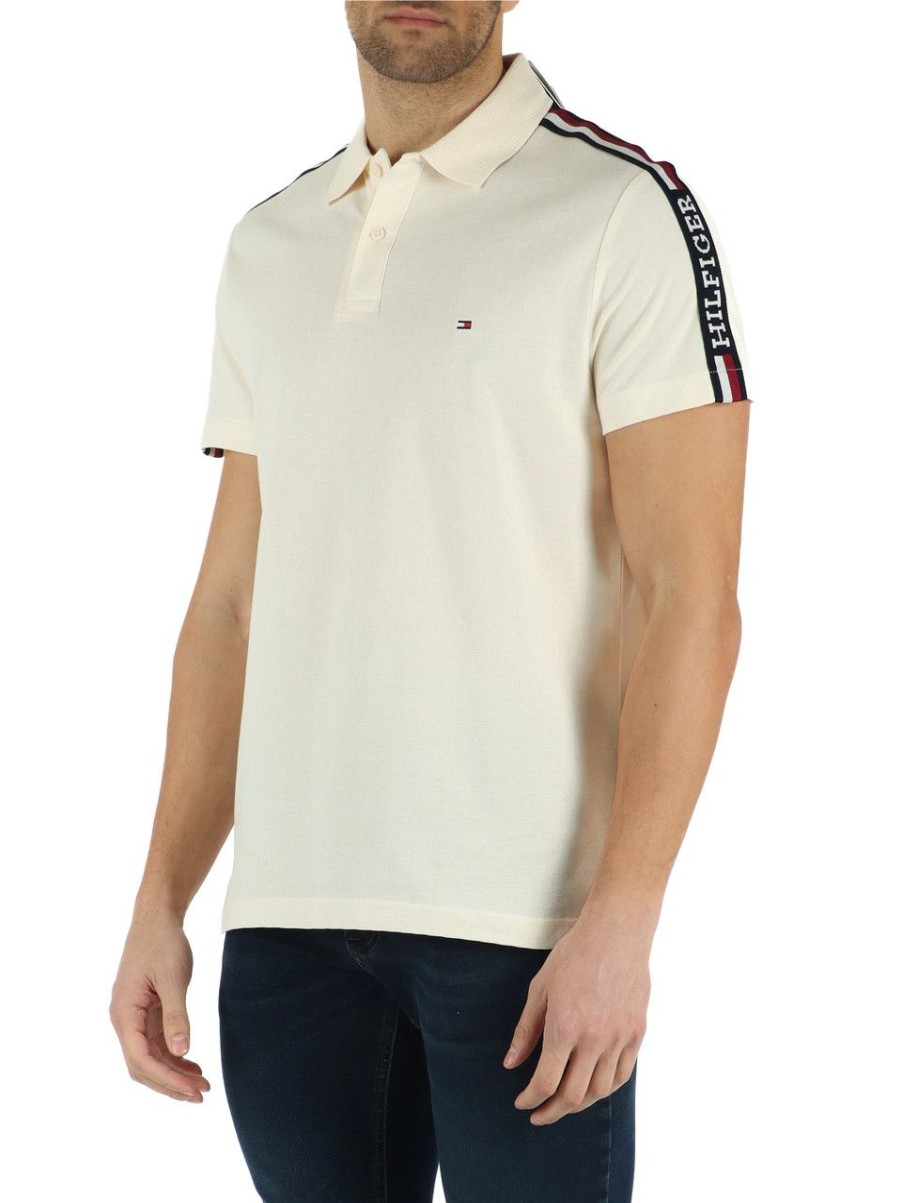 Uomo TOMMY HILFIGER | Polo Regular Fit In Cotone Piquet Panna