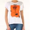 Donna GUESS | T-Shirt In Viscosa Stretch Con Stampa Frontale Bianco