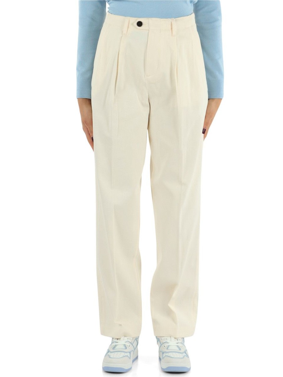 Donna TOMMY HILFIGER | Pantalone Relaxed Straight Fit In Cotone Nude