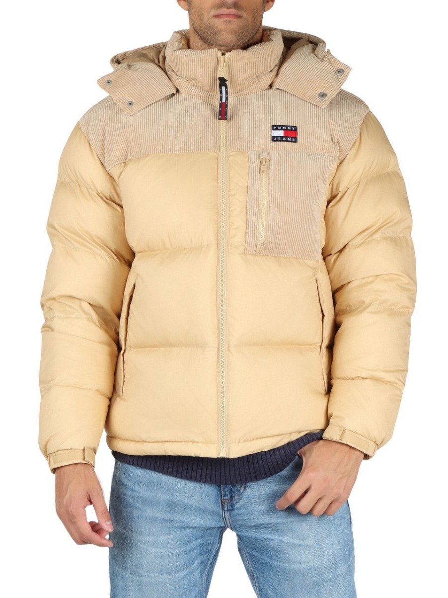 Uomo TOMMY JEANS | Piumino Trapuntato Con Inserti In Velluto A Costine Beige