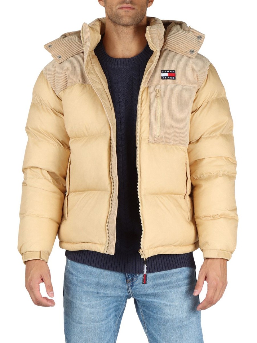 Uomo TOMMY JEANS | Piumino Trapuntato Con Inserti In Velluto A Costine Beige