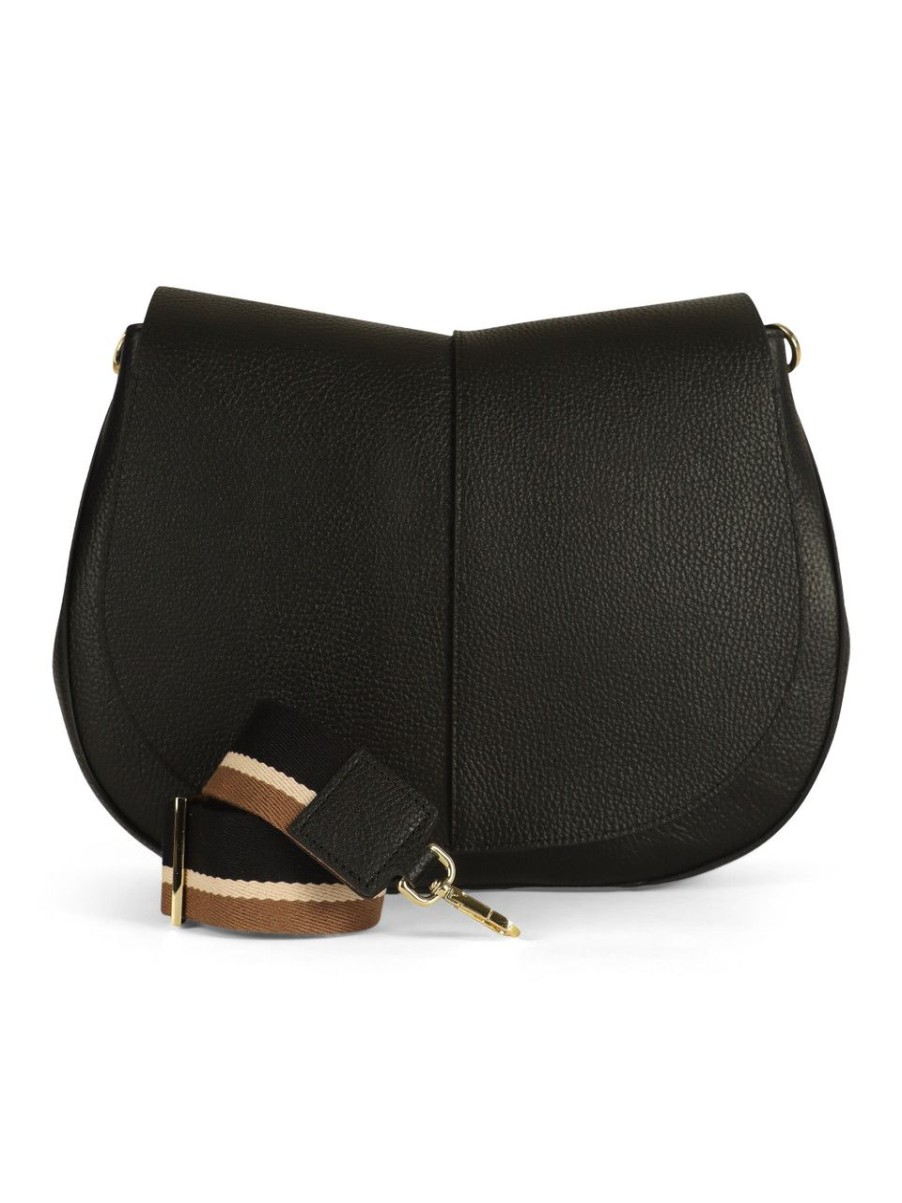 Donna GIANNI CHIARINI | Borsa A Spalla Helena Round In Pelle Grana Dollaro Nero