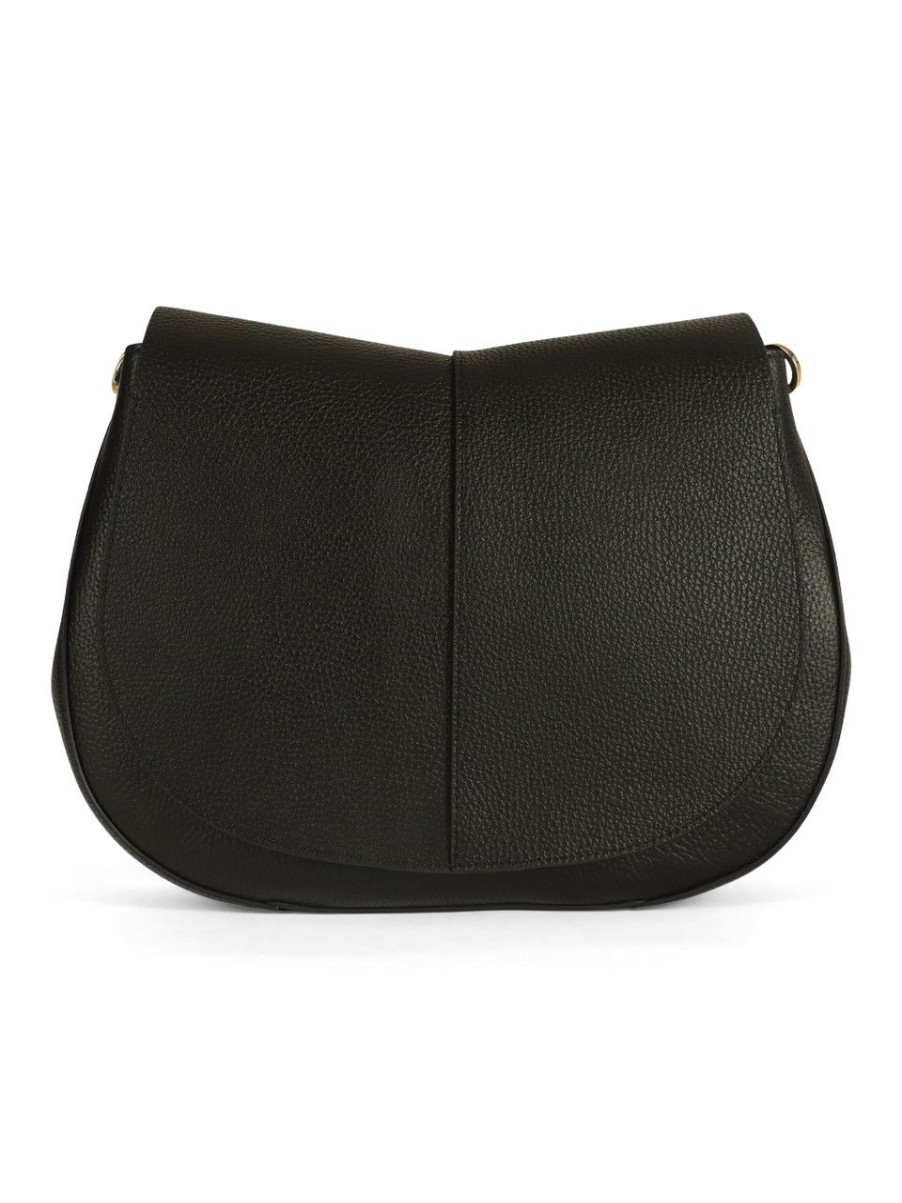 Donna GIANNI CHIARINI | Borsa A Spalla Helena Round In Pelle Grana Dollaro Nero