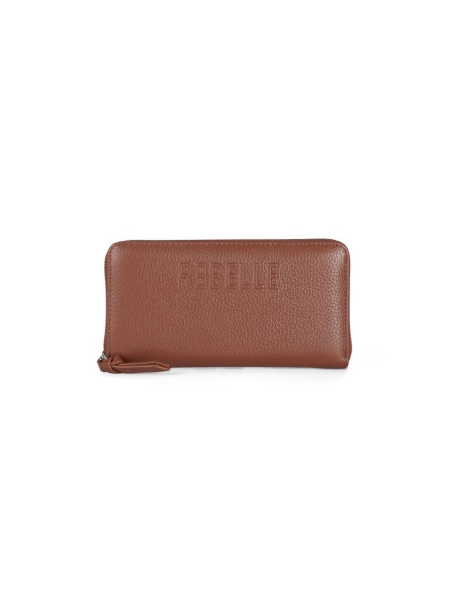 Donna REBELLE | Portafoglio Basic In Pelle Dollaro Con Scritta Logo Cuoio