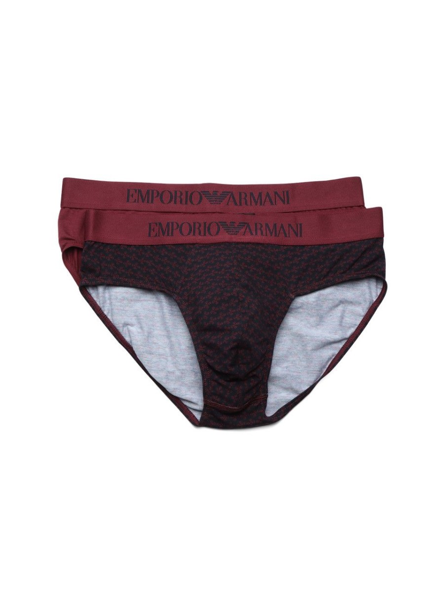 Uomo EMPORIO ARMANI | Il Set Comprende Due Paia Di Slip In Cotone Stretch Bordeaux