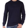 Uomo ARMANI EXCHANGE | Maglia Girocollo In Cotone - Viscosa E Seta Blu Scuro